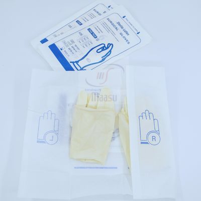 乳白色の白い生殖不能の乳液の外科手袋は6.5インチを自由に粉にする